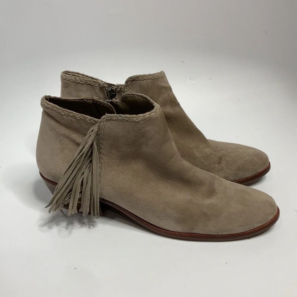 Sam Edelman Paige suede ankle boots fringe‎ size 6.5